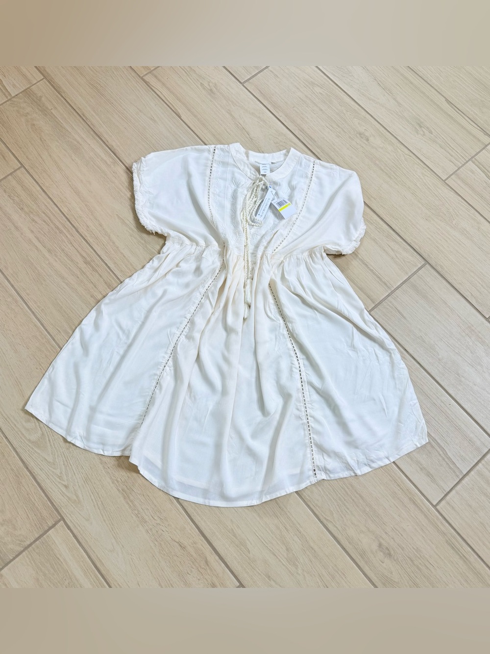 Bleu Rod Beattie Boho Romantic Peach White Babydoll Dress NWT Size M